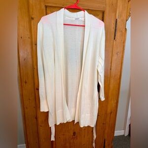 Gap Open Front White Cardigan with Tie Size XL Like New Preppy Classic